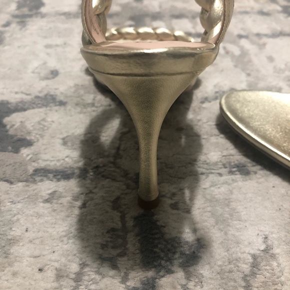 Kate Spade New York Womens Leather Braided Straps Slingback Heels Sandals Gold - Picture 8 of 10